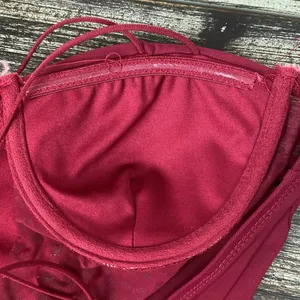Haute Monde Burgundy Red Rhinestone Embellished Body Suit NEW M thumbnail 4
