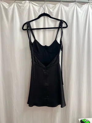 For Love & Lemons Black Mini Slip Dress with Bust Tie thumbnail 3
