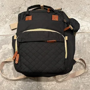 Akshomz Diaper Bag Backpack with Changing Station, Black Tan NEW thumbnail 1