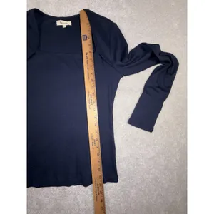 Madewell Shirt Womens Large Blue Square‎ Neck Long Sleeve Stretch Knit Top thumbnail 5