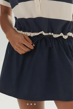 Anthropologie Daily Practice Navy and White T-Shirt Playsuit thumbnail 4