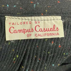 Vintage 60s Campus Casuals Wool Pleated Midi Skirt Black Confetti Fleck Size XS thumbnail 11
