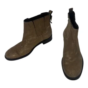 Tory Burch Bronze Gold Shimmer Suede Ankle Boots Size 7 thumbnail 10