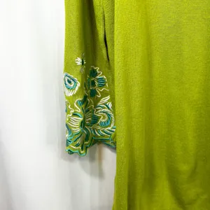 Bob Mackie Large Top Green Floral Embroidered‎ Sweater Bell Sleeve Fairy 1814 thumbnail 6