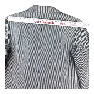 Pendleton Womens Gray White Seersucker Striped One Button Blazer Jacket M Summer thumbnail 7