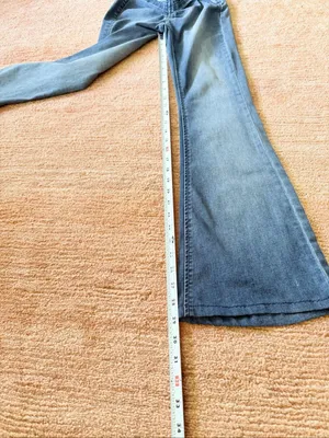 BDG Ruched Dipped Flare Jeans 24 Blue High Rise Stretch Raw Waist thumbnail 9