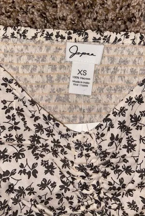 Japna White And Black Patterned Blouse Cinch Top thumbnail 2