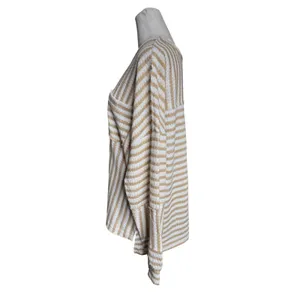 Pink Lily Tan White Striped Oversized Sweater Medium Boxy Coastal Grandmother thumbnail 7