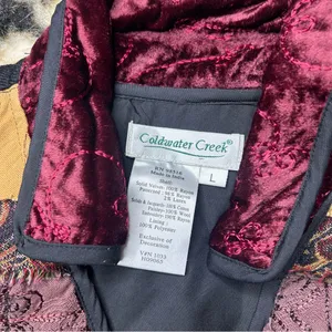 Coldwater Creek Boho Hippie 90s Whimsigoth Colorful Patchwork Collared Vest L thumbnail 2