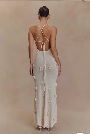 Meshki Suki Knit Maxi Dress Flowers Nude thumbnail 3