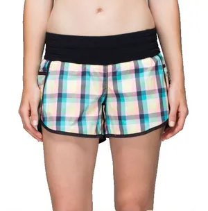 lululemon athletica Run Times Plaid Athletic Shorts Black Pastel Multi Size 10 thumbnail 1