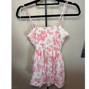 Lacy White and Pink Corset Fairy Floral Mini Dress Size Medium thumbnail 4