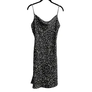 Womens Mini Slip Dress Open Back Black Polka Dot Coquette Size Small thumbnail 3