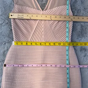 Calvin Klein‎ Womens Pink Ribbed Mesh V-Neck Cocktail Bandage Dress Size 2 thumbnail 6