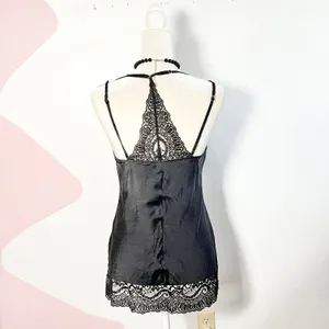 Intimissimi Lingerie Black Satin Lace Trim Slip Top Small Gothic Grunge thumbnail 2