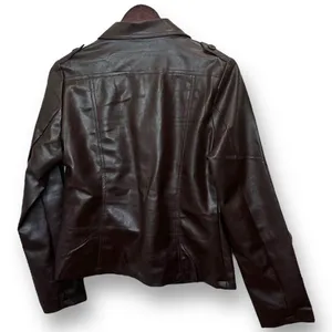 NEW Beware Women's Brown Utility Jacket Size M Faux Leather Biker Military‎ thumbnail 3