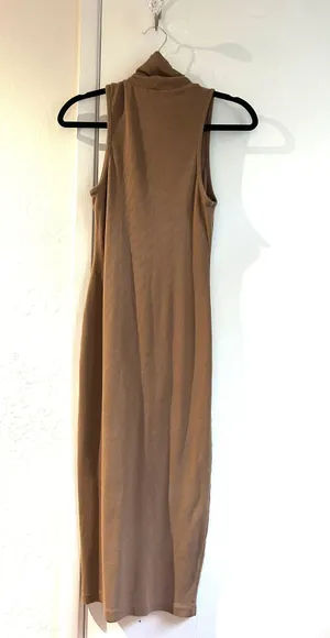 ZARA Ribbed Cowl Neck Sleeveless MIDI Dress thumbnail 4