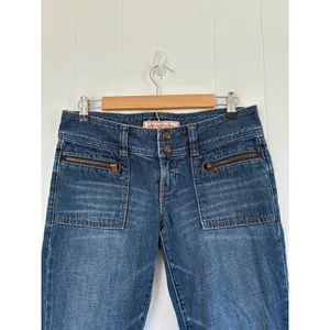 Y2K Abercrombie & Fitch Vintage Low Rise Flare Zipper Pocket Jeans Blue Size 4 thumbnail 6