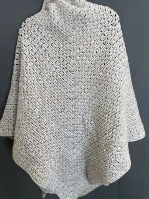 Handmade Crochet Wrap Shawl Cardigan Heather Beige thumbnail 5