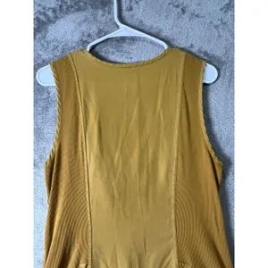 XCVI Melar Dress Mustard Yellow Zip Front Utility Lagenlook Midi Boho Pockets L thumbnail 4