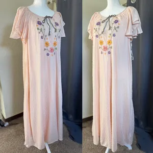 Free People Savannah Rose Midi Dress Womens Small Pink Embroidered‎ Boho NWT thumbnail 5