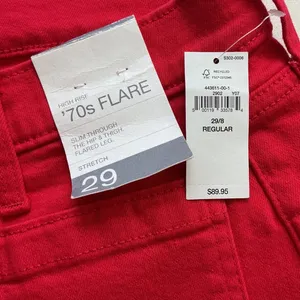 Gap 70s Flare High Rise Jeans Red Patch Pocket Stretch Denim 29/8 Regular NEW thumbnail 3