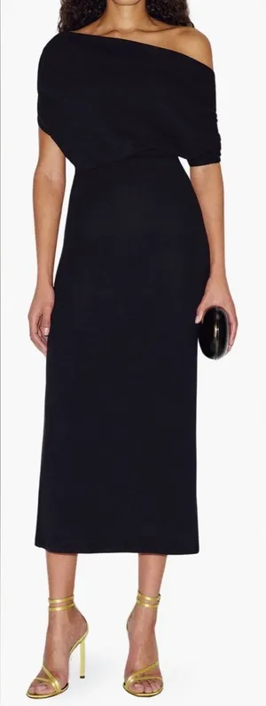 NEW Reformation Iris One-Shoulder Black Knitted midi Dress sz XS thumbnail 1