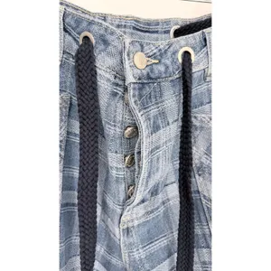 Böhme Judy Plaid Barrel Jeans Womens Medium High Rise Patchwork Cropped NEW thumbnail 4