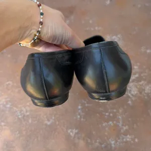 Free People Vintage Black leather loafers with gold studs sz 8 #preppy #minimalist thumbnail 5