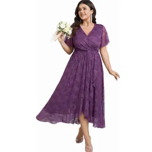 Scomchic Stretch Lace Midi Dress Purple Women’s Large thumbnail 2