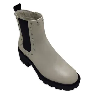 Time and Tru Womens Chelsea Boots Size 6 Winter White Studded Side Zip Comfort thumbnail 2