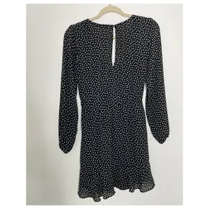 Abercrombie Black Polka Dot Faux Wrap Dress Button Front S thumbnail 5