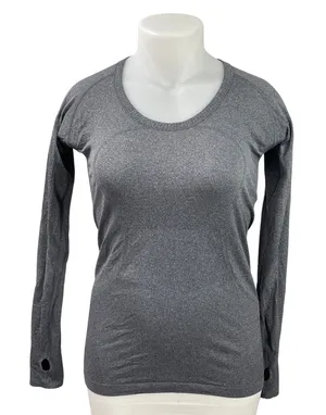 Lululemon Swiftly Tech Gray Long Sleeves Thumbholes Athletic Tee T-shirt Top 10 thumbnail 1