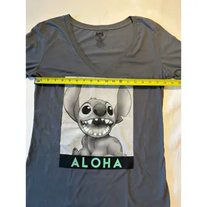 Disney Gray V Neck Stitch Graphic T Shirt Junior Size XXL Aloha 100% Cotton thumbnail 3