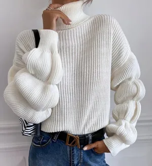 ASOS White Bubble Sleeve Sweater Top thumbnail 1