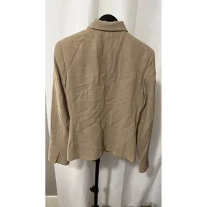Liz Claiborne Collection Tan 100% Wool Hidden Button Blazer LCMU1144 Women 4 NEW thumbnail 5