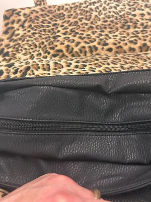 Leopard Print Flap Satchel Handbag - Black & Leopard very nice! Never used thumbnail 8