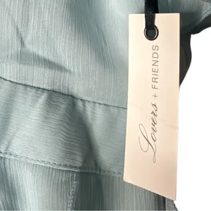 NWT Lovers + Friends Ruffle Halter Maxi Dress Baby Blue XS thumbnail 9
