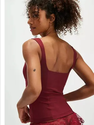 Free People Somewhere Sometime Corset Style Sleeveless Top Deep Red M thumbnail 2