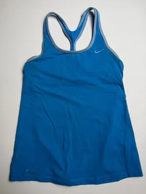 Nike Dri-Fit Women's Blue Built-In Sports Bra Athletic Tank Top thumbnail 1