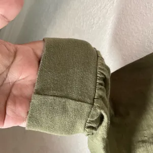 Natural Life Johnnie Plunge Jumpsuit Olive Green V Neck Slouchy Harem Lounge XS thumbnail 6