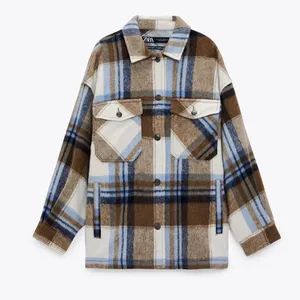 ZARA Wool Alpaca‎ Plaid Shacket Shirt Jacket Pockets Outdoors Preppy Medium thumbnail 10