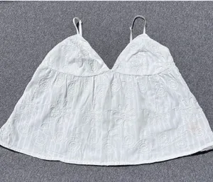 Forever 21 White Embroidered Double Strap Flowy Cami Top Size S thumbnail 1