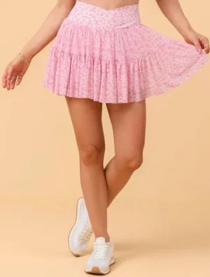 NWT! Blogilates Viral Taylor Swift Popflex Ballerina Skirt Skort Pink Floral Medium thumbnail 1
