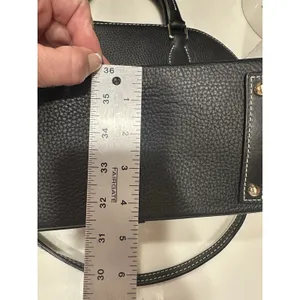 Dooney & Bourke Satchel Black Pebble Leather Zip Close W/ Strap Red Lining EUC thumbnail 13