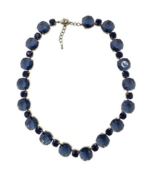 Deep Blue Crystal Gemstone Statement Necklace Costume Jewelry Adjustable Classic thumbnail 1