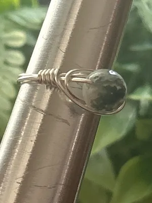 Handmade 💍 Handcrafted Moss Agate Wire Wrapped Crystal Ring size 6 thumbnail 2