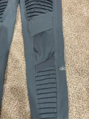 Alo Yoga Moto Full Length Airbrush Legging Gray Small Workout Activewear Running thumbnail 11