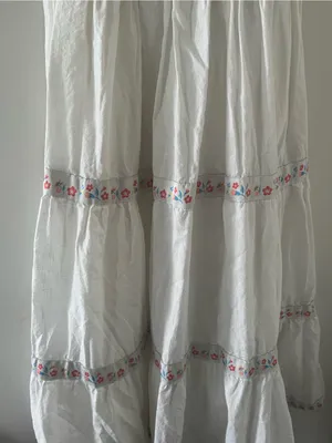 Rachel Zoe White 100% Cotton Tiered Maxi Dress 4 Floral Embroidered Cottagecore thumbnail 3