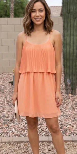 Mossimo Peach Pleated Overlay Dress thumbnail 1